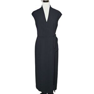 Jones New York Black Wrap Front Sleeveless Maxi Party Cocktail Dress Size 8